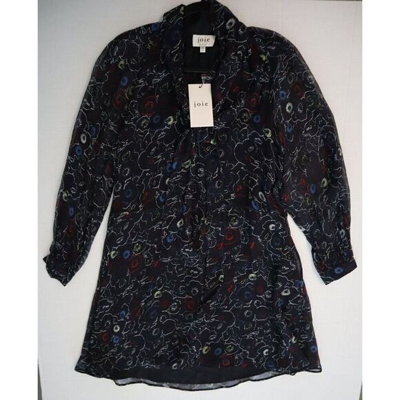 Joie Women's Sz XS Caviar Multi Roma Printed Silk Georgette Dress - Picture 1 of 11